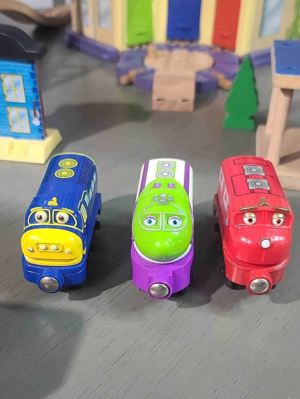 Kids Wooden Train Set - Blue & White Bullet Train Playset